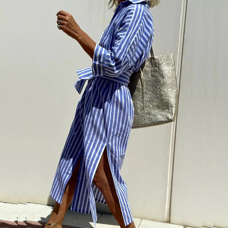 Armelle | Women's Elegant Striped Summer Midi Dress (Almost Sold Out)