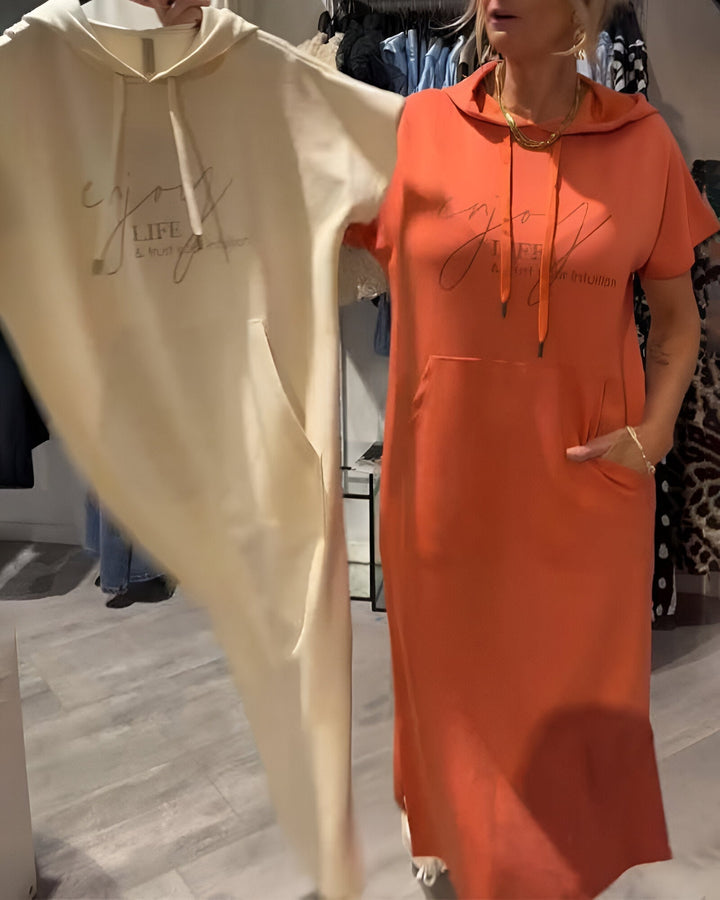Bridget | Women's Longline Casual Hoodie Midi Dress with Drawstring