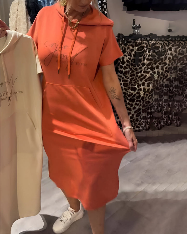Bridget | Women's Longline Casual Hoodie Midi Dress with Drawstring