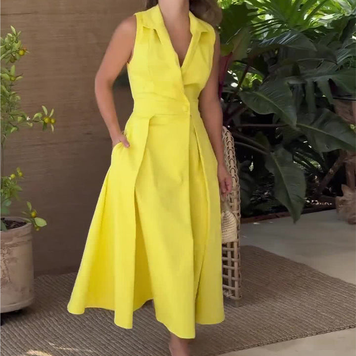 Amancia | Women's Midi Dress with V-Neck