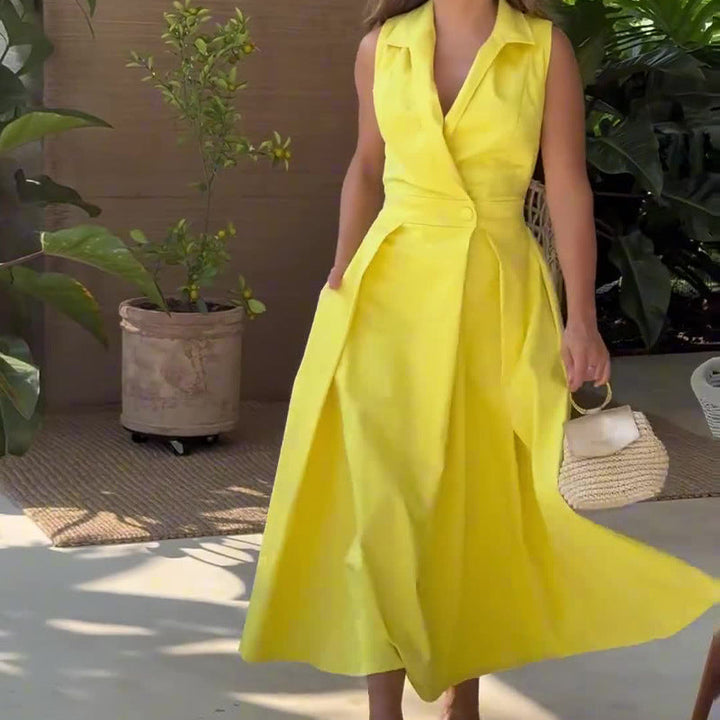 Amancia | Women's Midi Dress with V-Neck