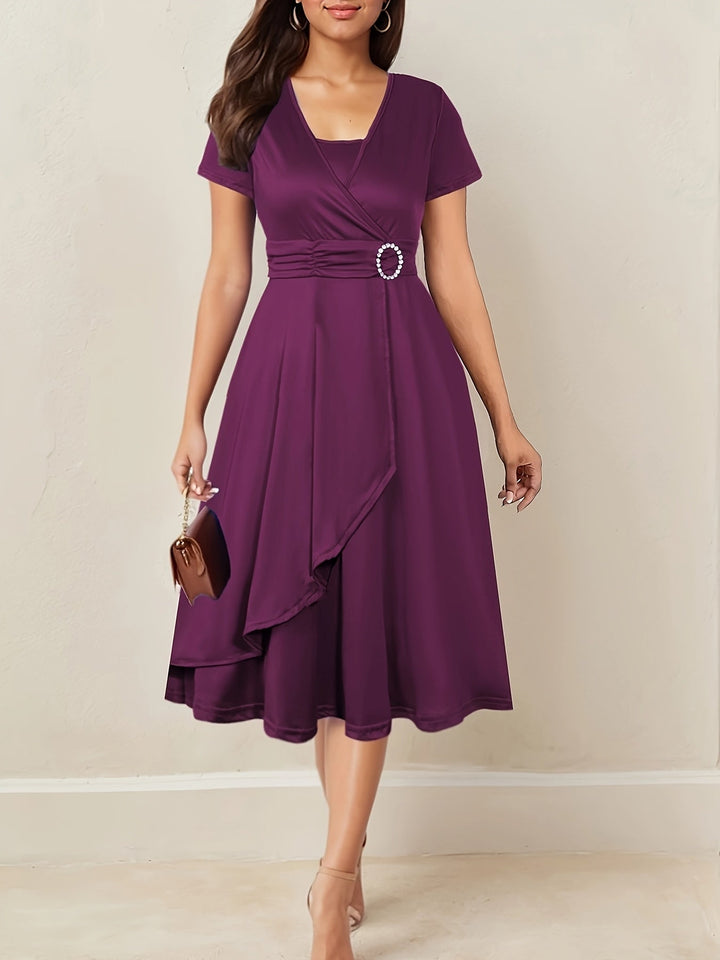 Hilda | Women's Elegant Rhinestone V-Neck Evening Maxi Dress
