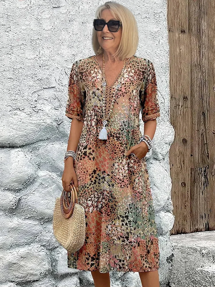 Chantal | Women's Vibrant Midi Dress (Almost Sold Out) with Pockets