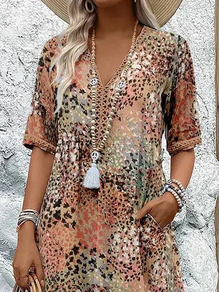 Hilary | Women's Lively Midi Dress with V-Neck