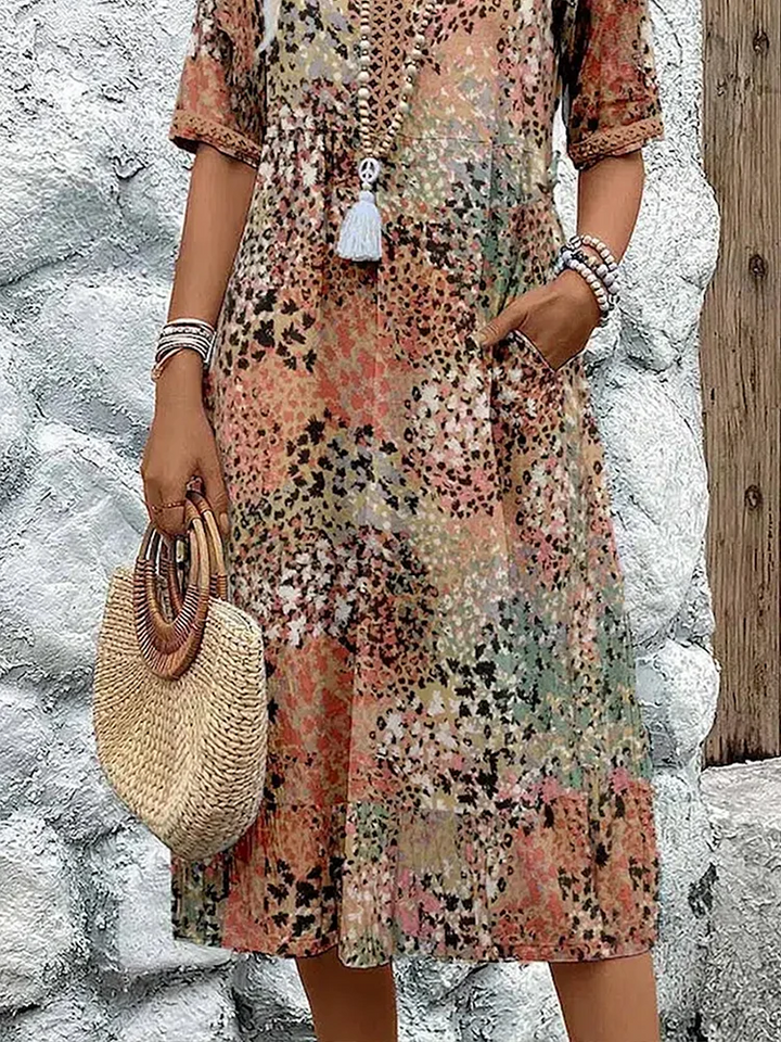 Chantal | Women's Vibrant Midi Dress (Almost Sold Out) with Pockets