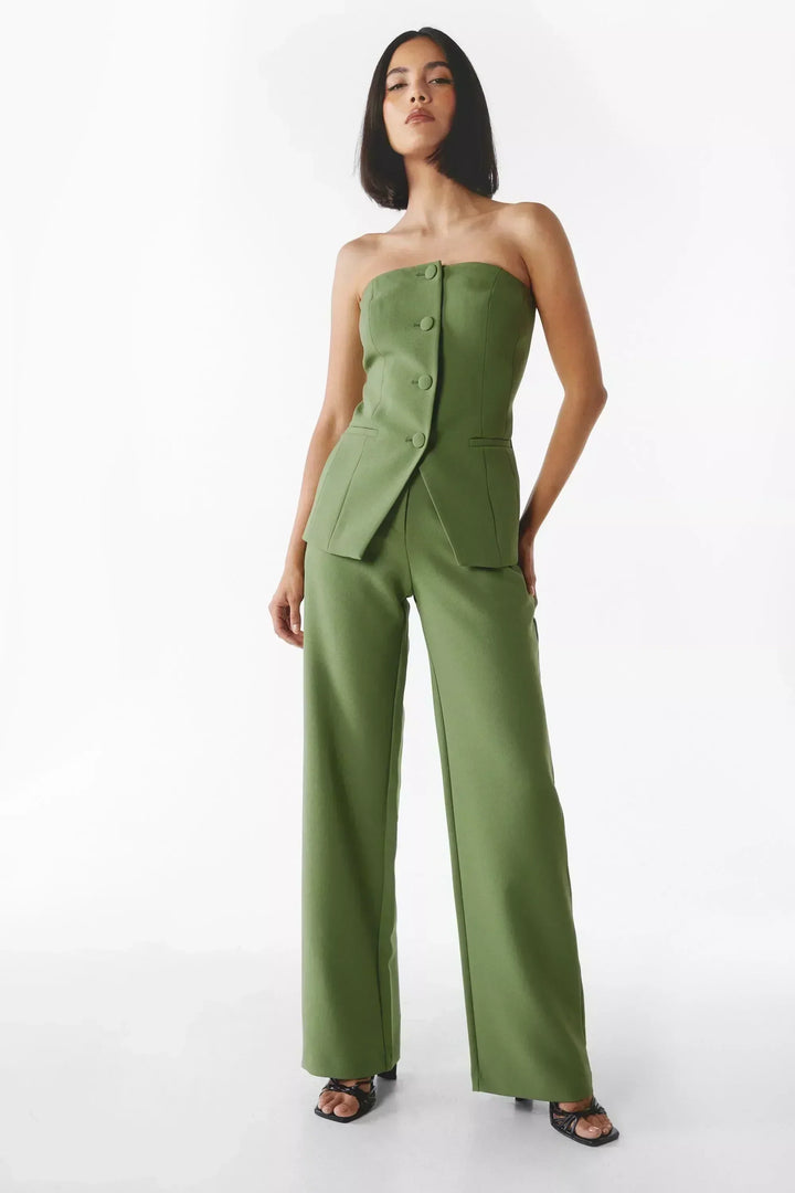 Bria | Women's Strapless Buttoned Two-Piece Set
