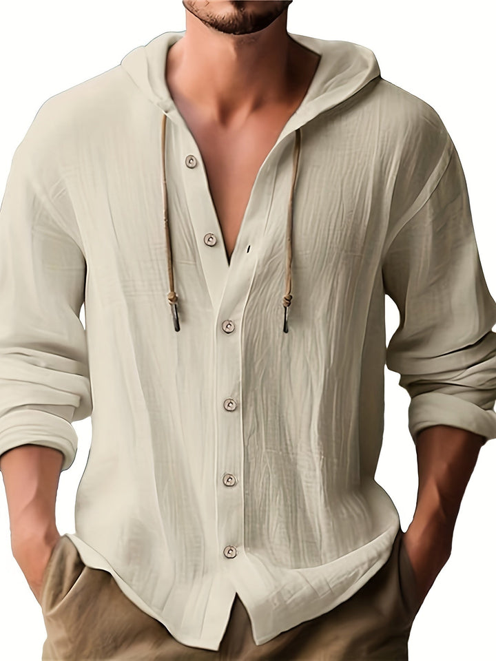 Brian | Men's Hooded Long Sleeve Shirt with Pockets and Drawstring