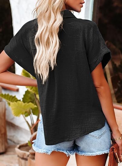 Brielle | Women's Relaxed Textured Top with Short Sleeve
