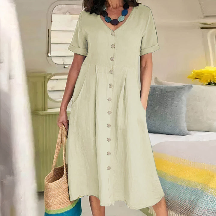 Briar | Women's Relaxed Effortless Buttoned Midi Dress with Pockets