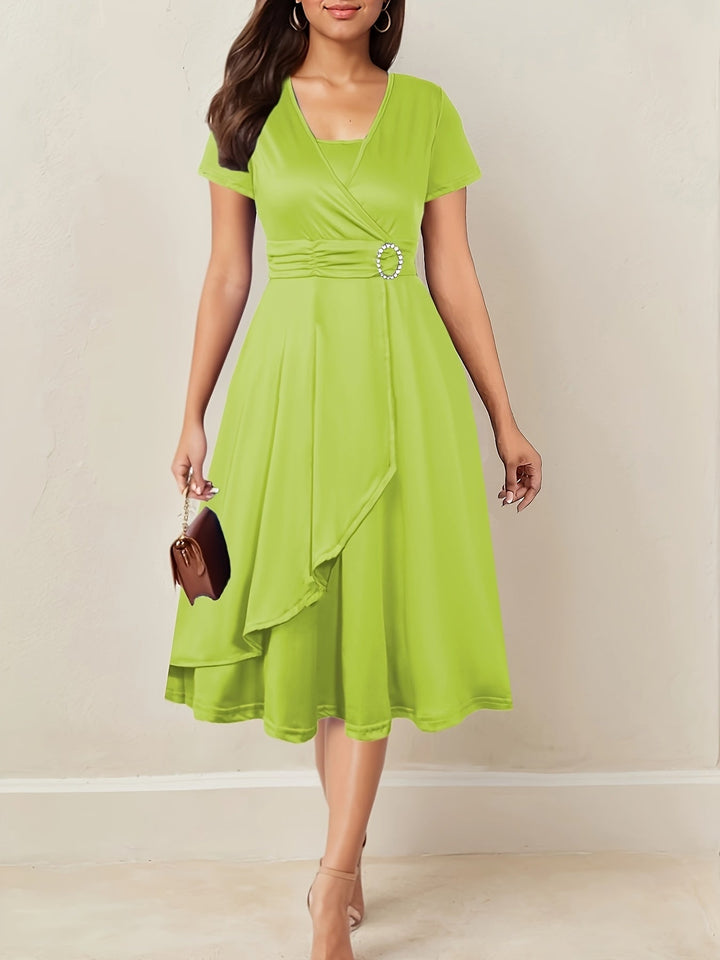 Hilda | Women's Elegant Rhinestone V-Neck Evening Maxi Dress
