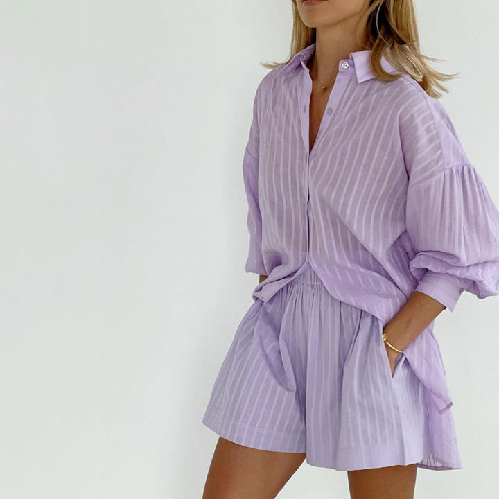 Yselia | Women's Breezy Button-Up and Shorts Set