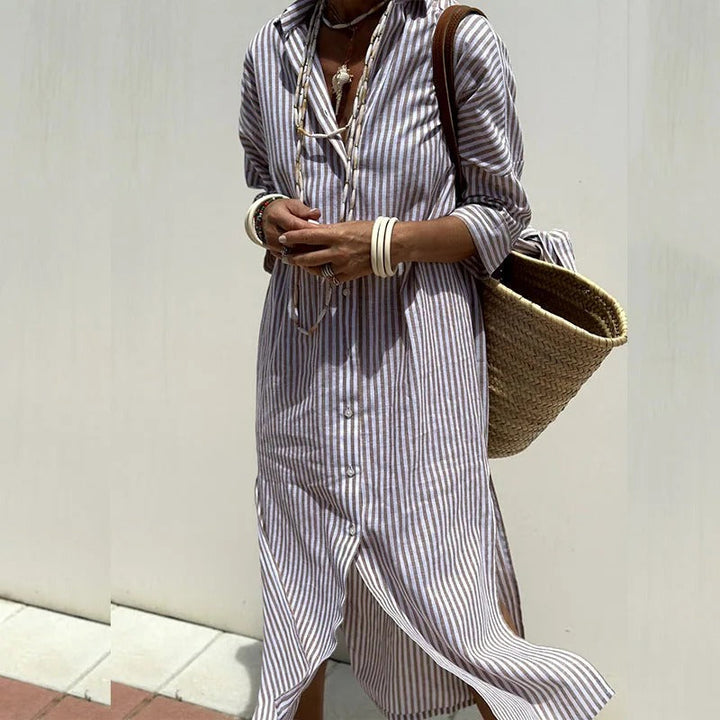 Armelle | Women's Elegant Striped Summer Midi Dress (Almost Sold Out)