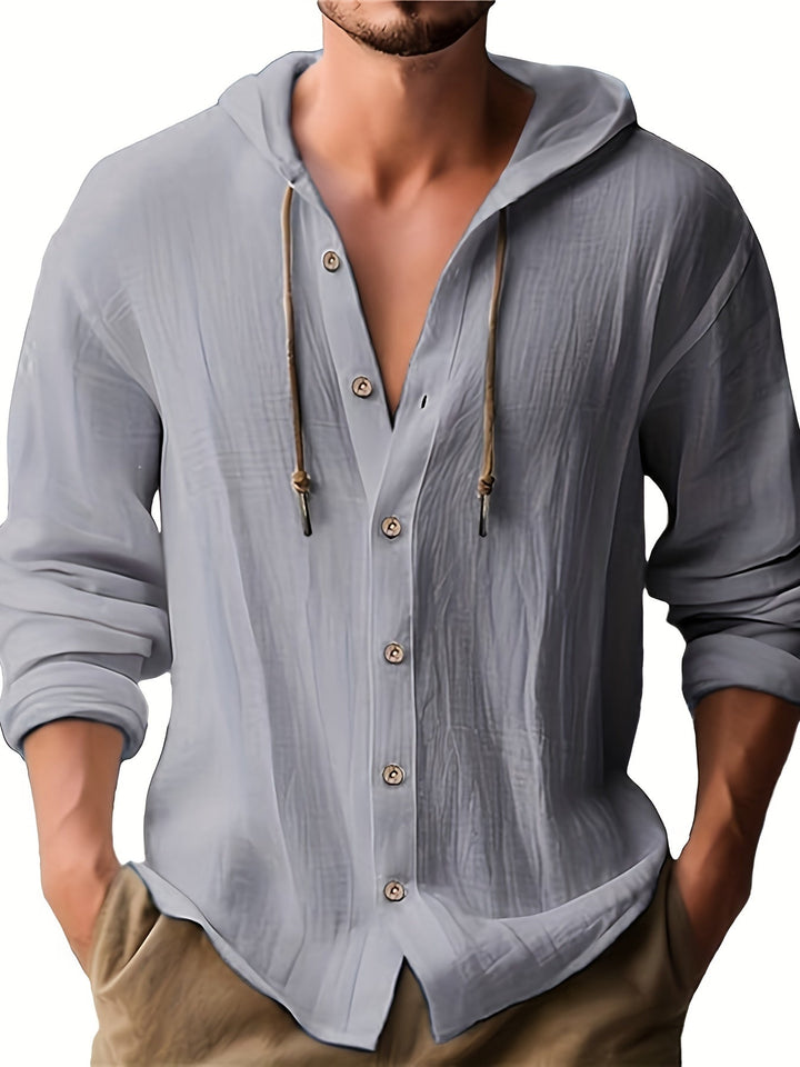 Brian | Men's Hooded Long Sleeve Shirt with Pockets and Drawstring
