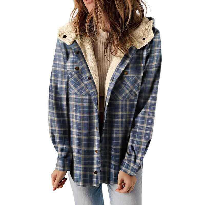 Amelia | Women's Hooded Plaid Flannel Jacket for Fall and Winter