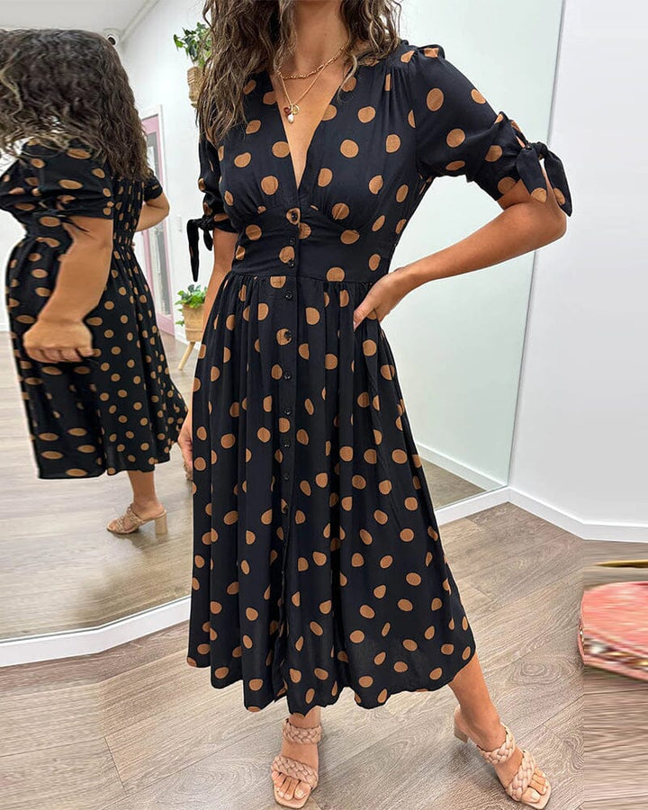 Bellamy | Women's Polka Dots V-Neck Midi Dress