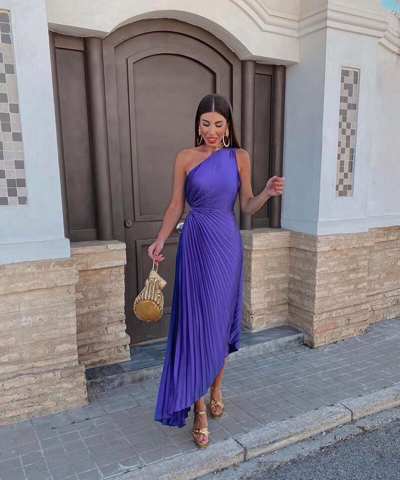 Celeste | Women's Elegant One-Shoulder Midi Dress