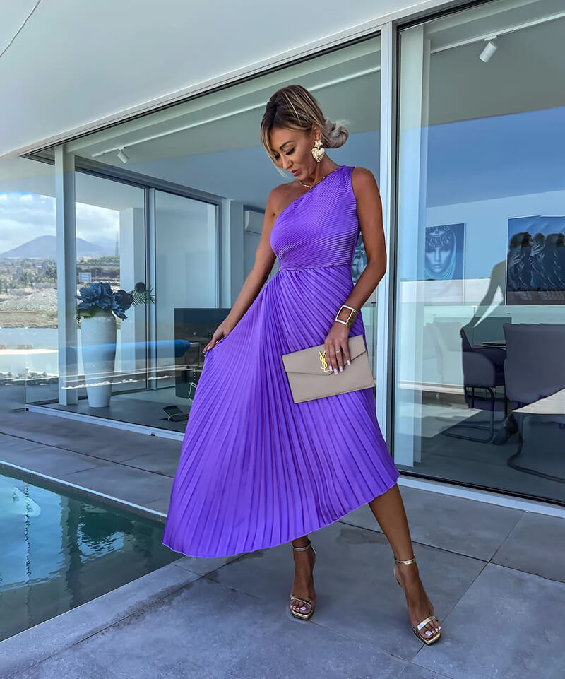 Celeste | Women's Elegant One-Shoulder Midi Dress