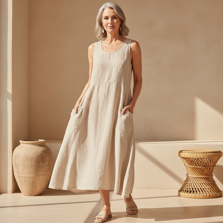 Zafrina | Women's Elegant Midi Dress with Pockets