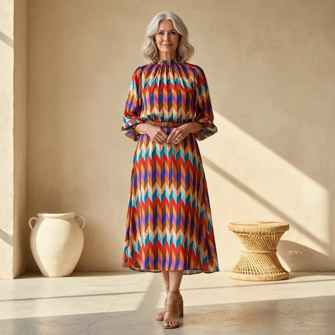 Cassandra | Women's Relaxed Vibrant Geometric Maxi Dress