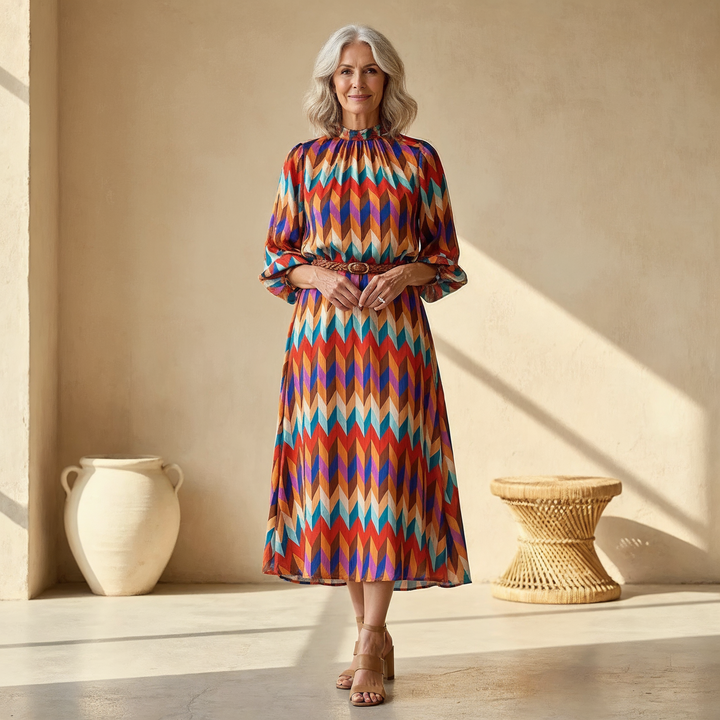 Cassandra | Women's Relaxed Vibrant Geometric Maxi Dress
