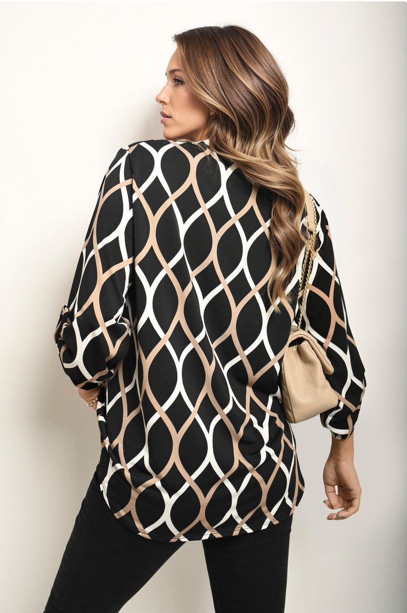Amelia | Women's Casual Patterned Long Sleeve Blouse