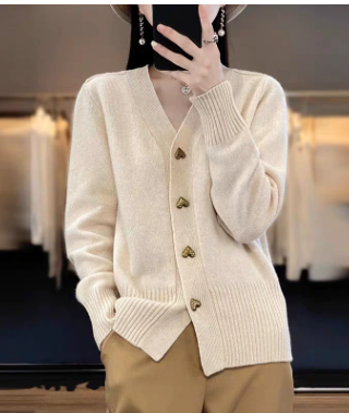 Adele | Women's Elegant Heart Button Cardigan