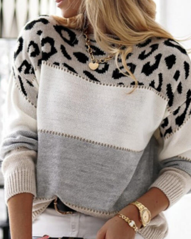 Zoe | Women's Colour Block Leopard Jumper