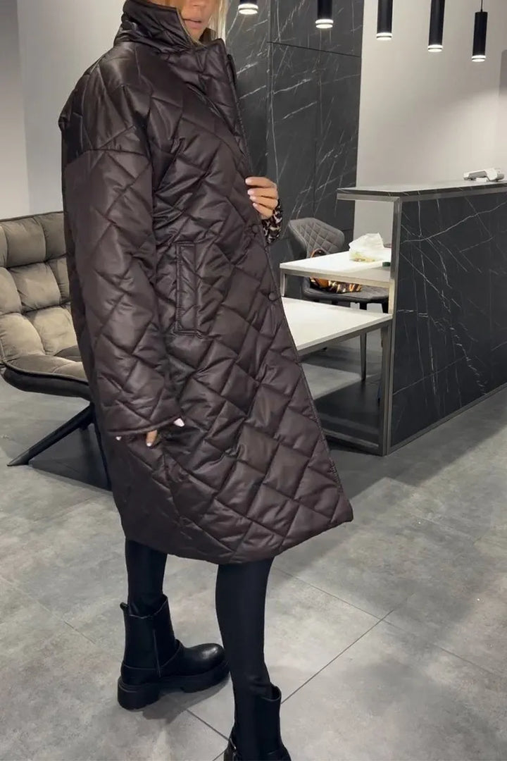 Anais | Women's Quilted Coat with Leopard Lining and Pockets