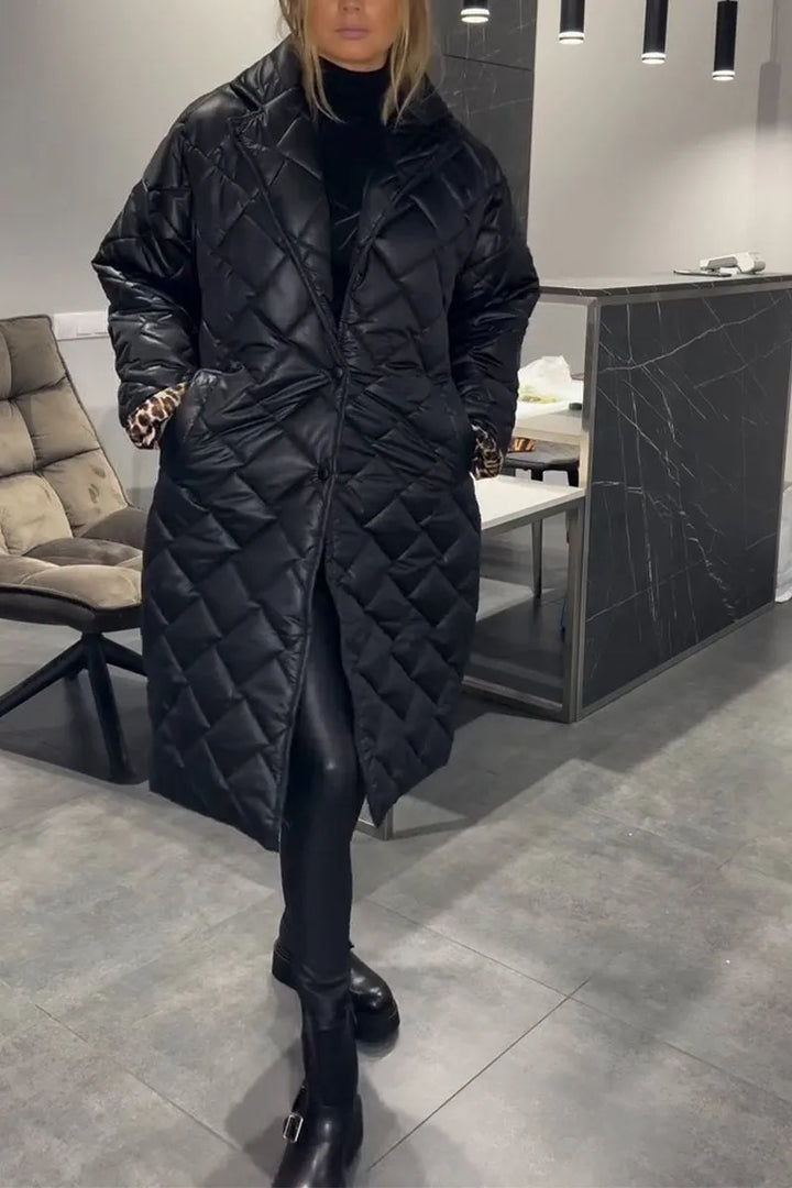 Anais | Women's Quilted Coat with Leopard Lining and Pockets