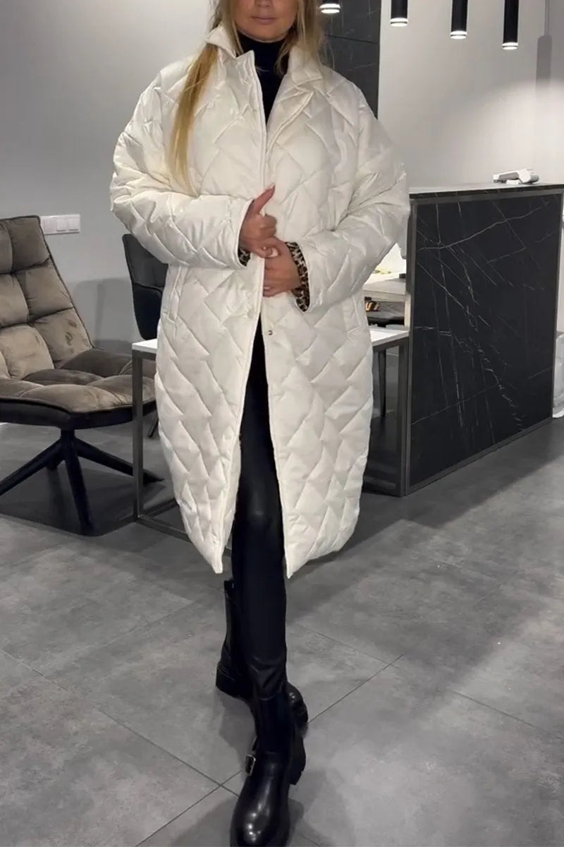 Anais | Women's Quilted Coat with Leopard Lining and Pockets