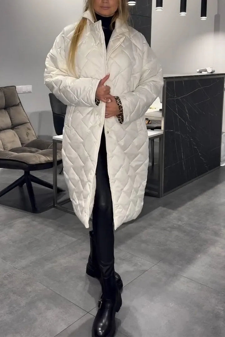 Anais | Women's Quilted Coat with Leopard Lining and Pockets