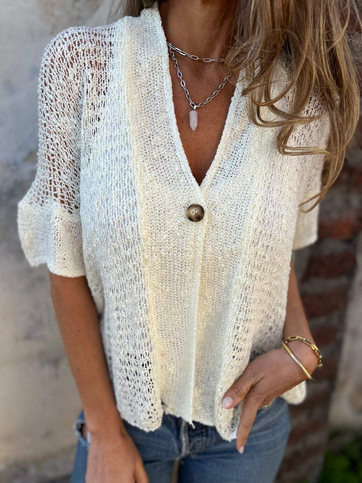Barbara | Women's Elegant Textured Top with V-Neck