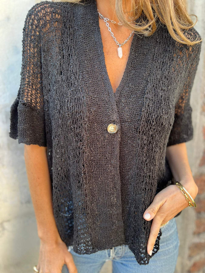 Barbara | Women's Elegant Textured Top with V-Neck