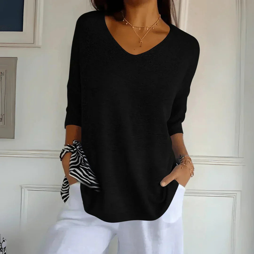 Azure | Women's Relaxed Elegant Top with V-Neck