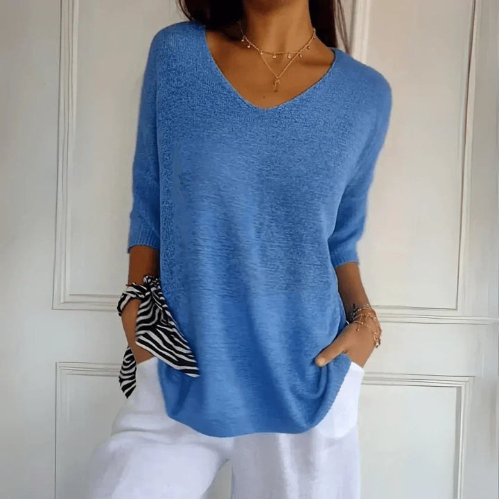 Azure | Women's Relaxed Elegant Top with V-Neck