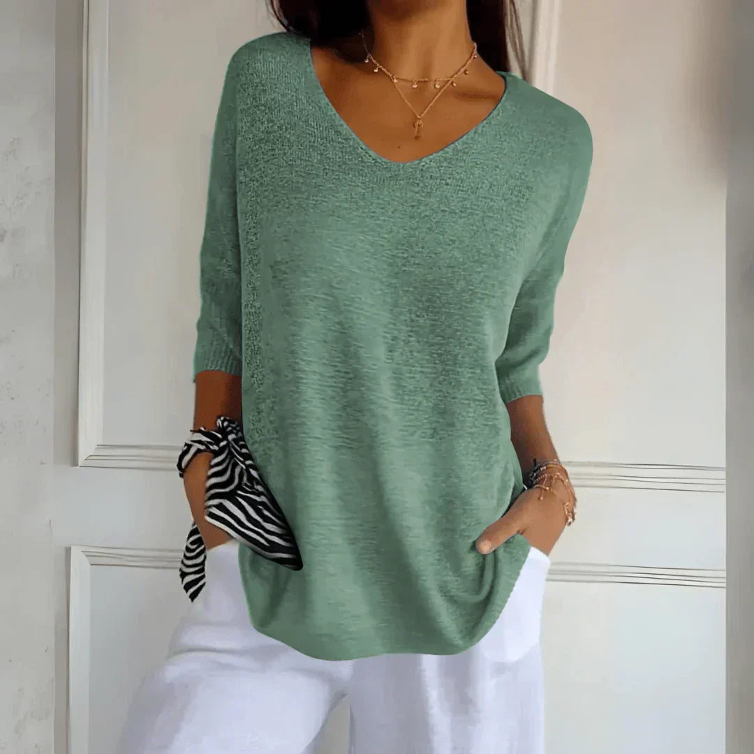 Azure | Women's Relaxed Elegant Top with V-Neck