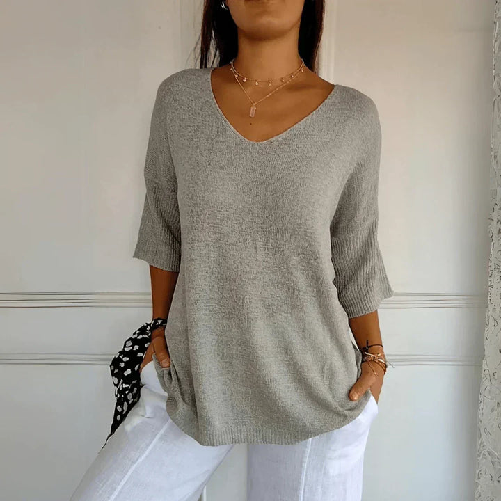 Azure | Women's Relaxed Elegant Top with V-Neck