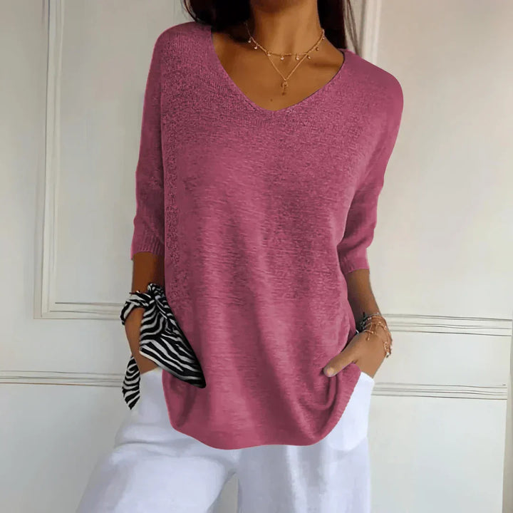 Azure | Women's Relaxed Elegant Top with V-Neck