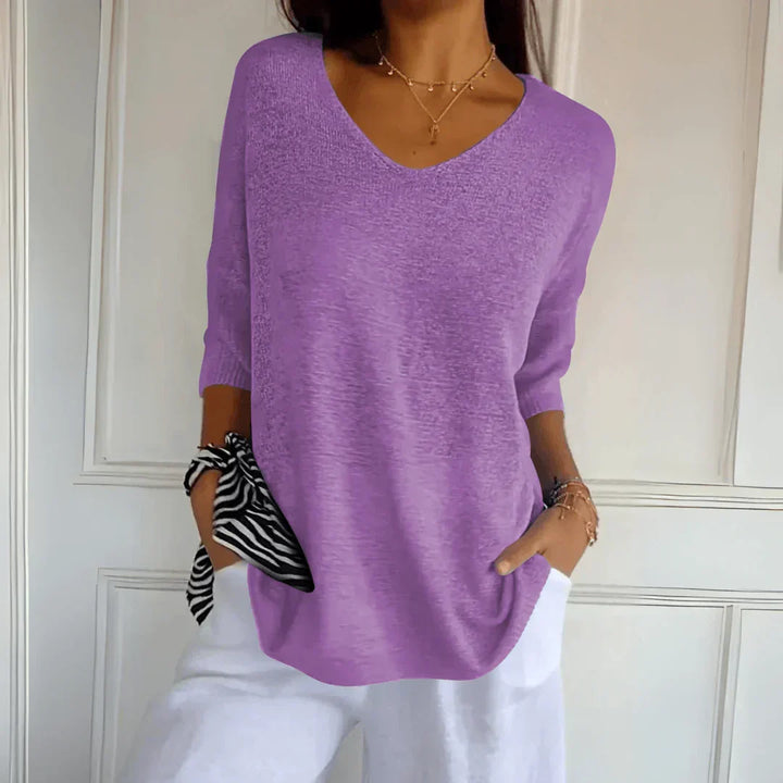 Azure | Women's Relaxed Elegant Top with V-Neck