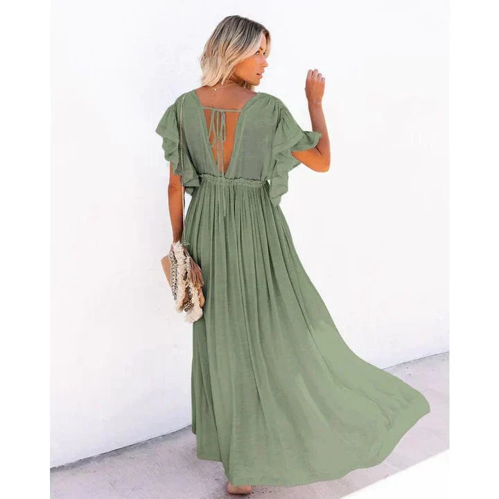 Puck | Women's Maxi Green Ibiza Beach Dress