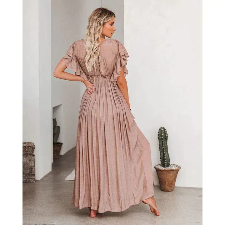 Anne | Women's Maxi Taupe Ibiza Dress