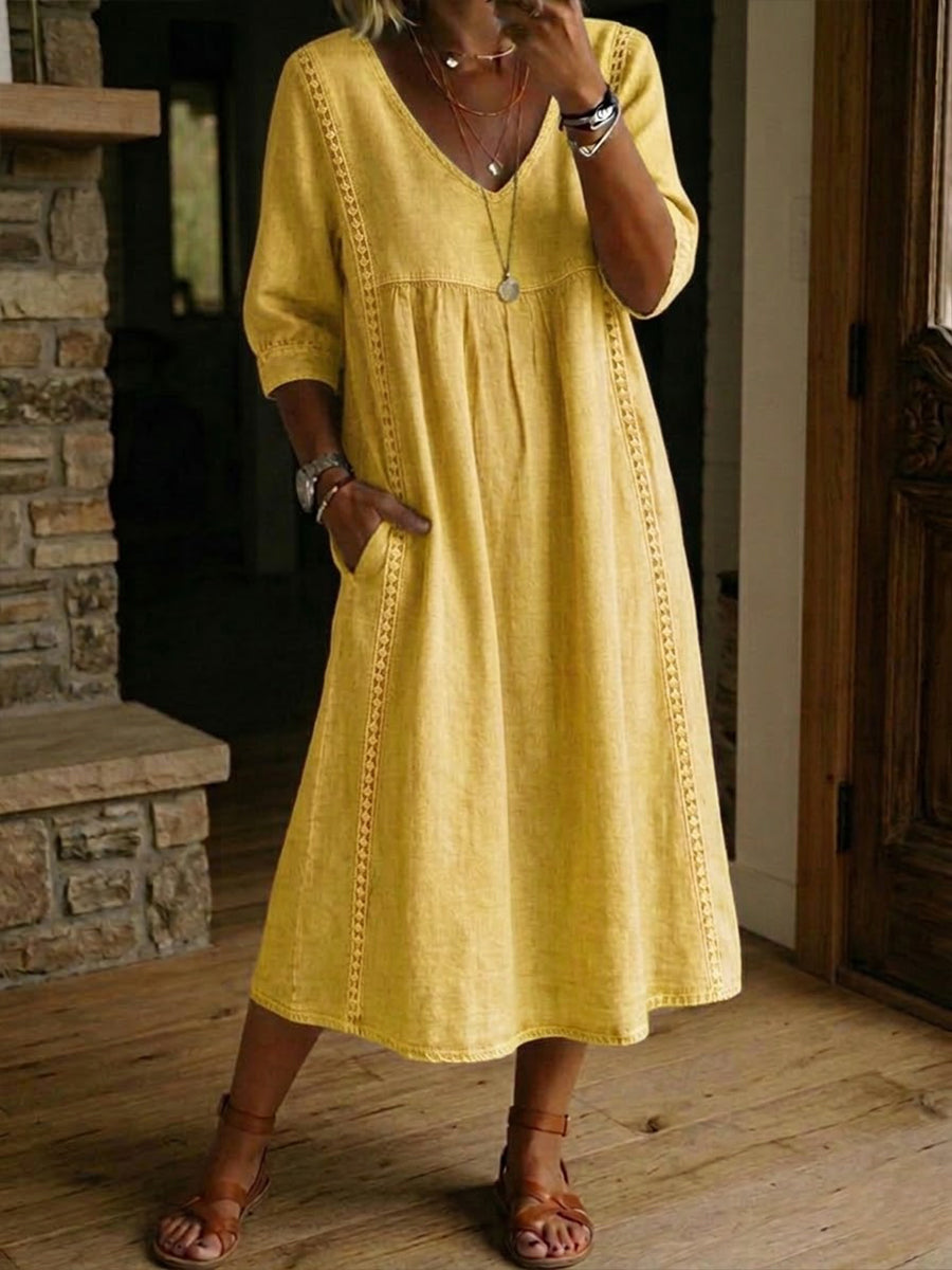 Antonia | 3/4 Sleeve A Line Maxi Dress