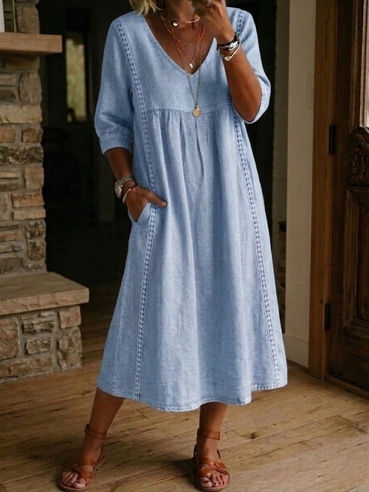 Antonia | 3/4 Sleeve A Line Maxi Dress