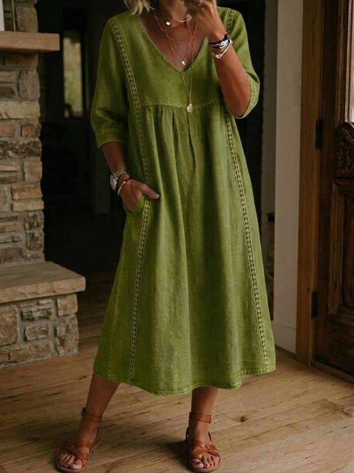 Antonia | 3/4 Sleeve A Line Maxi Dress