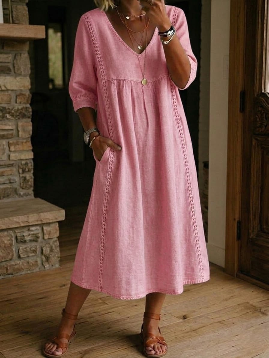 Antonia | 3/4 Sleeve A Line Maxi Dress
