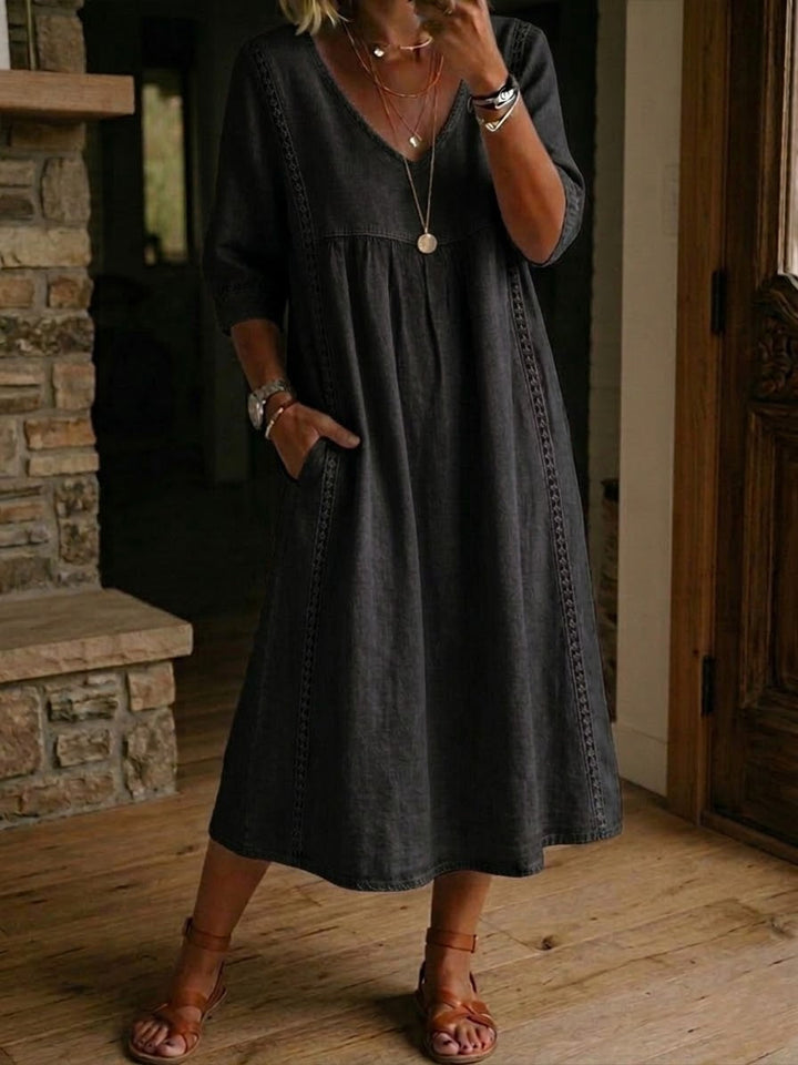 Antonia | 3/4 Sleeve A Line Maxi Dress