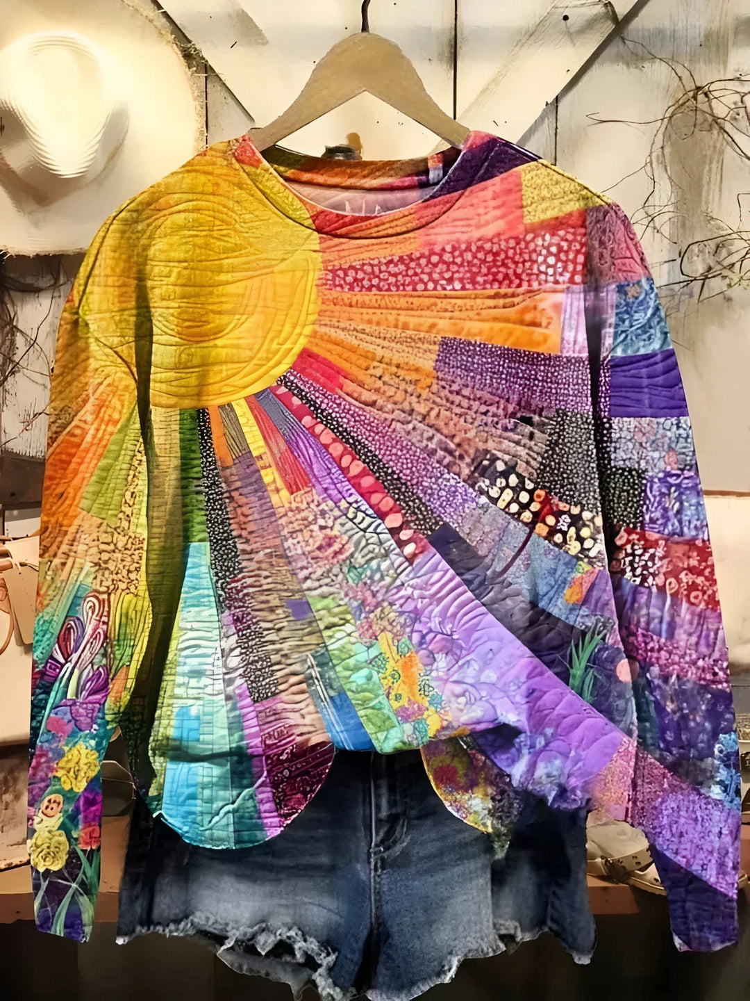 Quirine | Relaxed Colourful Sun Collage Sweatshirt