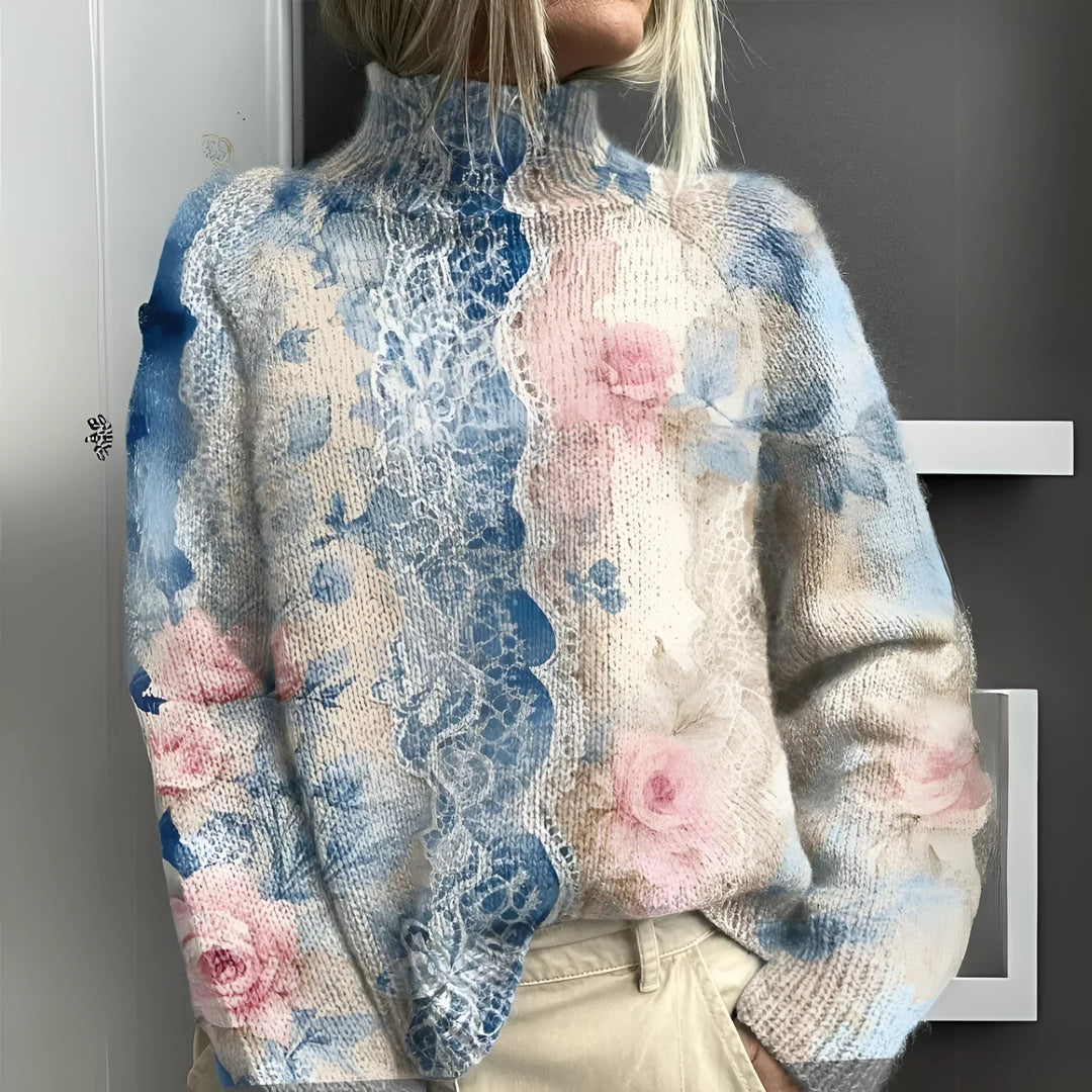 Lieke | Women's Floral Warm Turtleneck Jumper