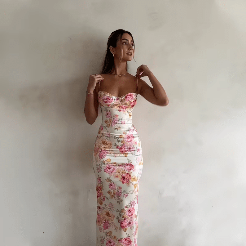 Beau | Women's Summer Maxi Dress with Floral Pattern