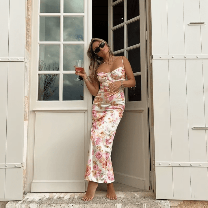 Beau | Women's Summer Maxi Dress with Floral Pattern